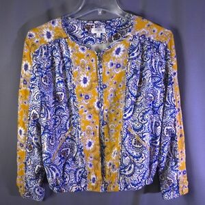 Umgee‎ Floral Print Bomber Jacket Size Small Bohemian